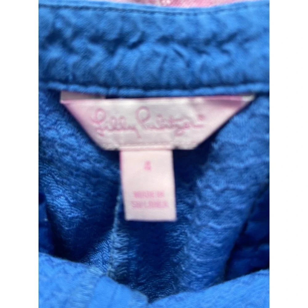 Lilly Pulitzer Callahan Blue Seersucker Shorts Womens Size 4 Preppy Resort
